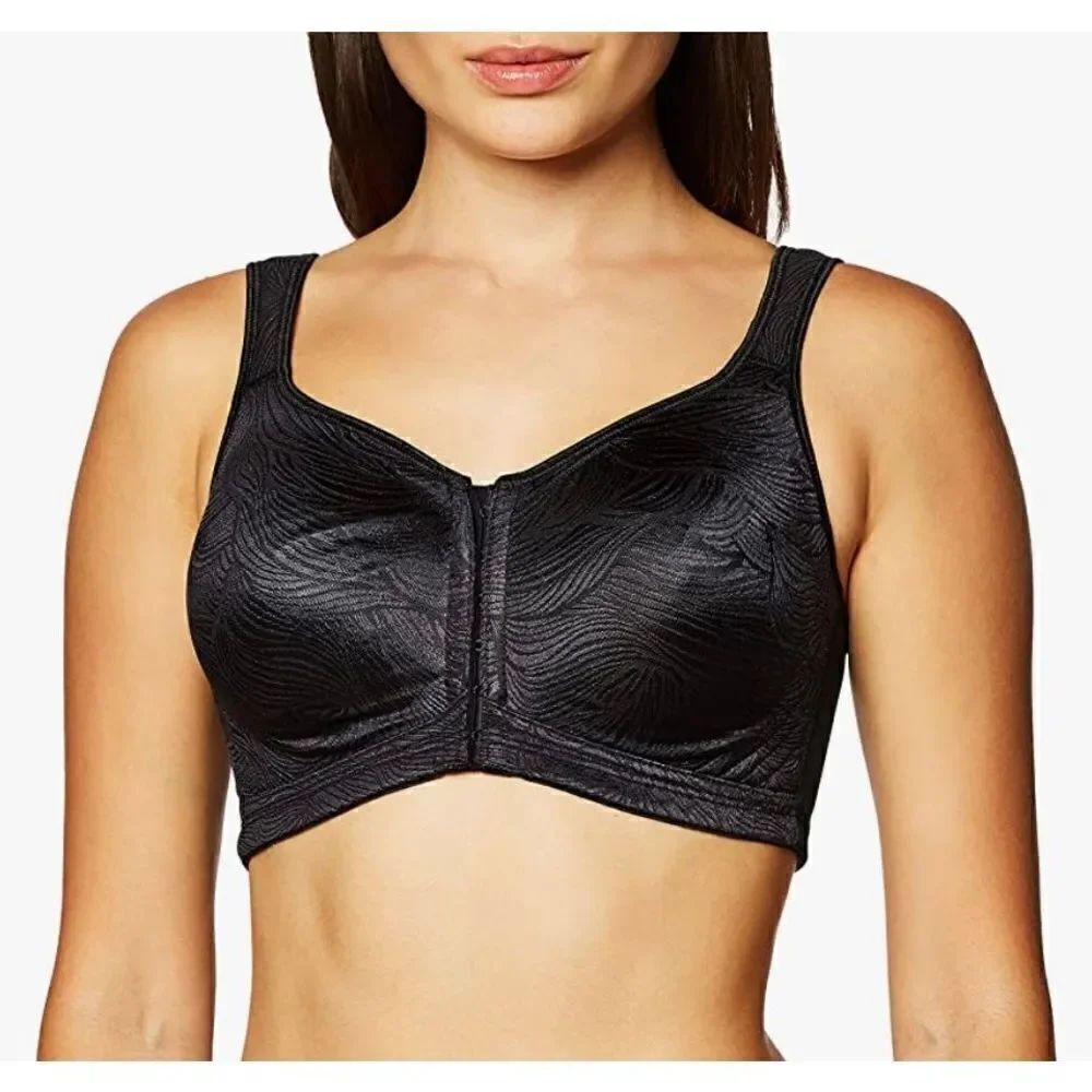 Playtex Women's 18 Hour 36B BLACK Front Close Wirefree Back Support Posture Full - Picture 4 of 13